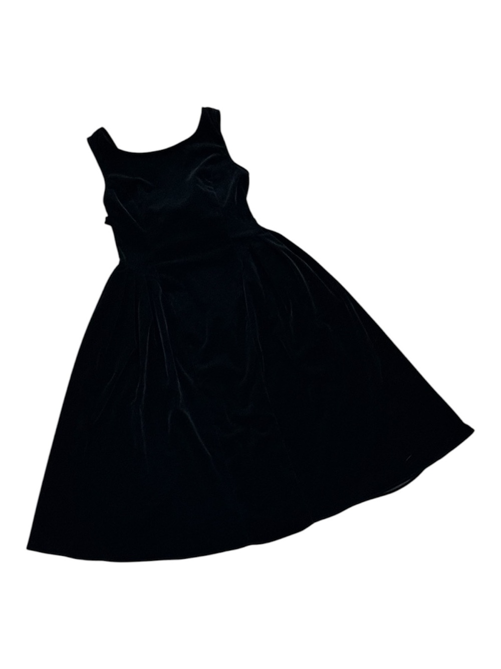Cider Black Velvet Full Skirt Dress with 🎀 Bow, Low Back & Pockets!